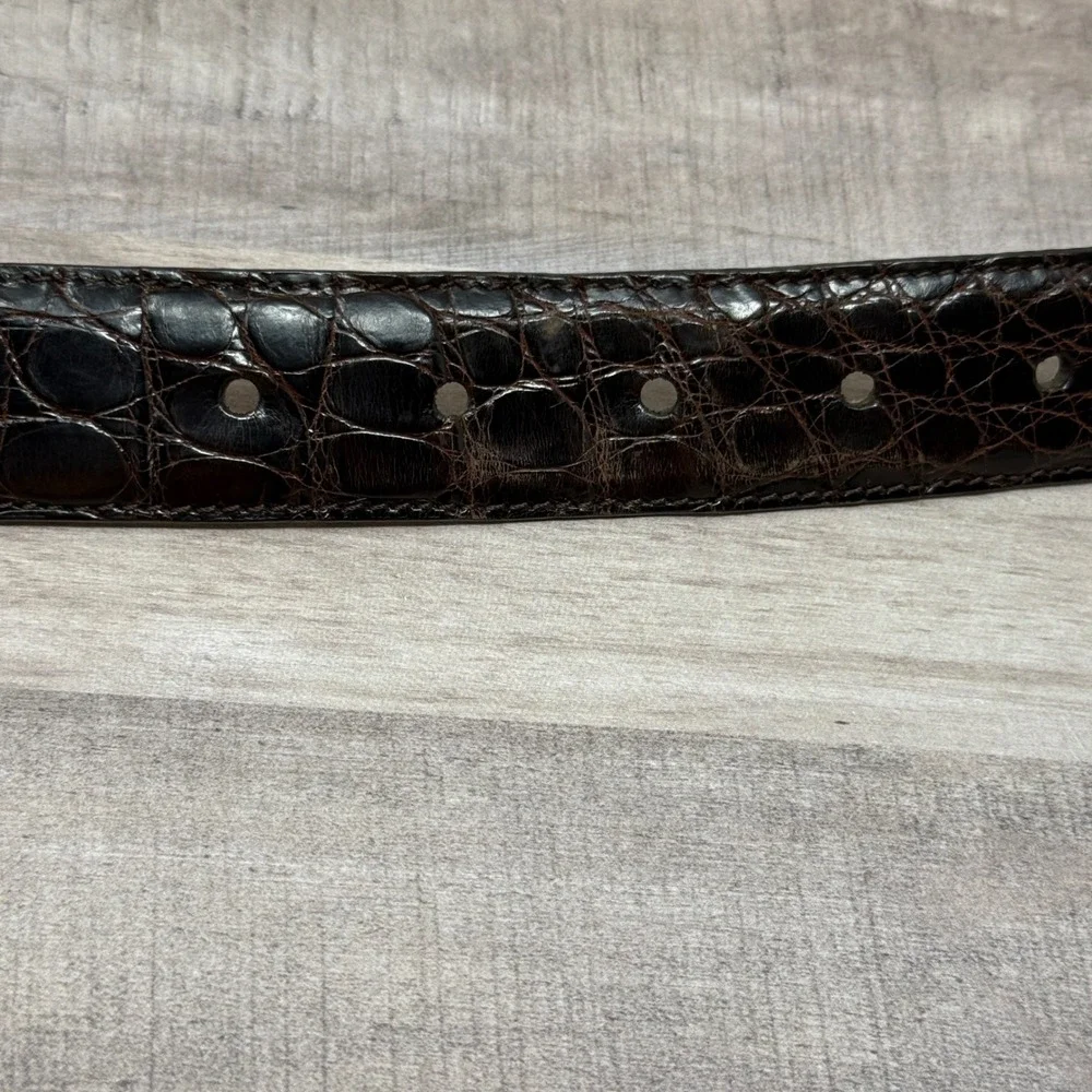 Bally Mens Crocodile Belt 34 Made in Italy Luxury Old Money Sophisticated Style